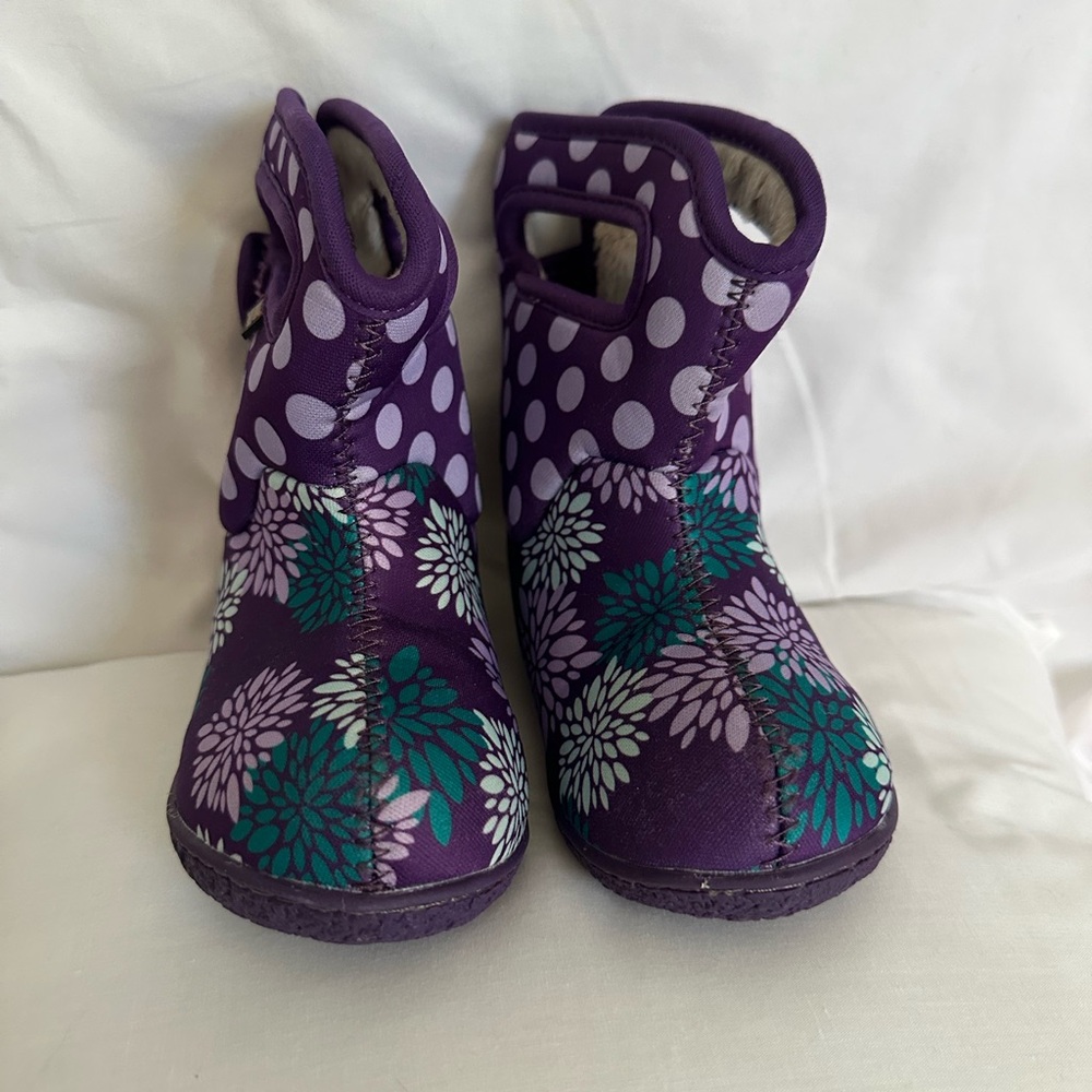 Bogs Purple Floral Kids Boots